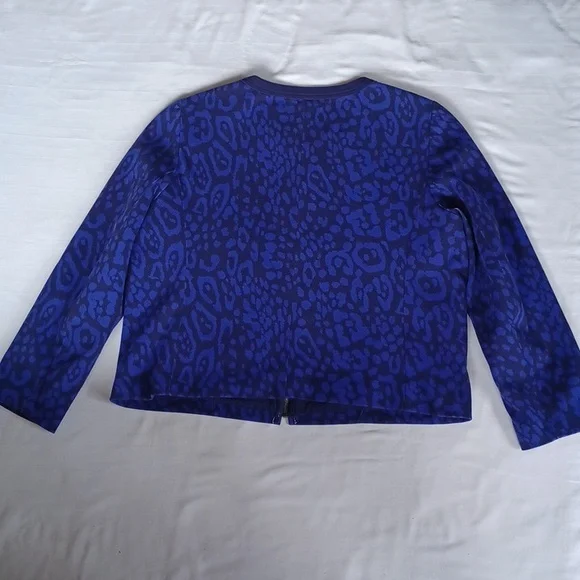 Gap "Powerful Blue" Leopold Print Round Neck Zippered Jacket- Sz. 18 - Picture 10 of 11